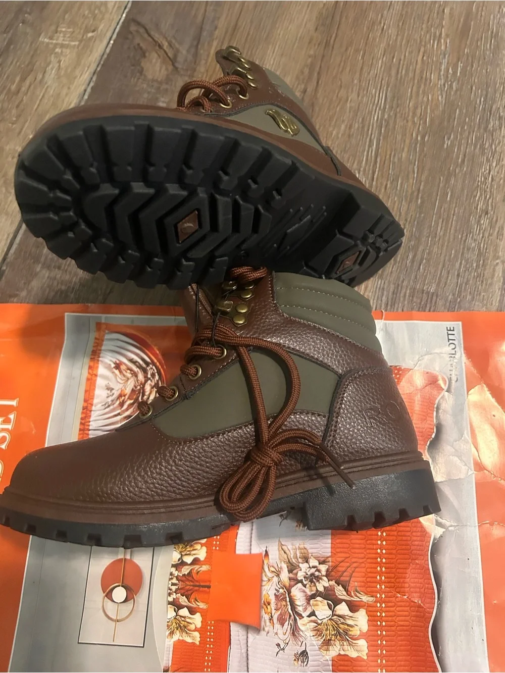Rocawear Kids Dark Brown Lace-Up Leather Boots